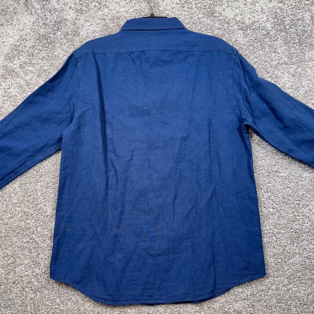 Banana Republic Slim Linen Blend Shirt Mens Long Sleeve Blue Medium NEW - Picture 5 of 8